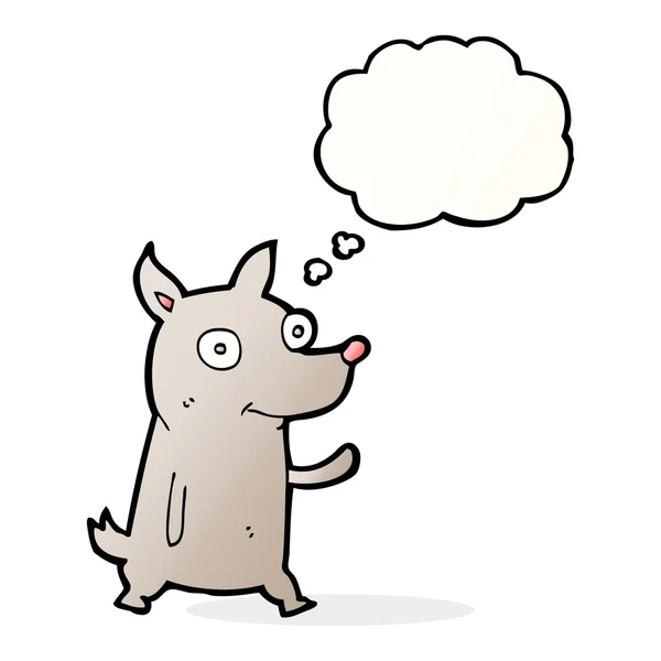 Cartoon little dog waving with thought bubble — Stock Vector