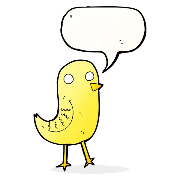 Αστείο πουλί κινουμένων σχεδίων με φούσκα ομιλία — Διανυσματικό Αρχείο