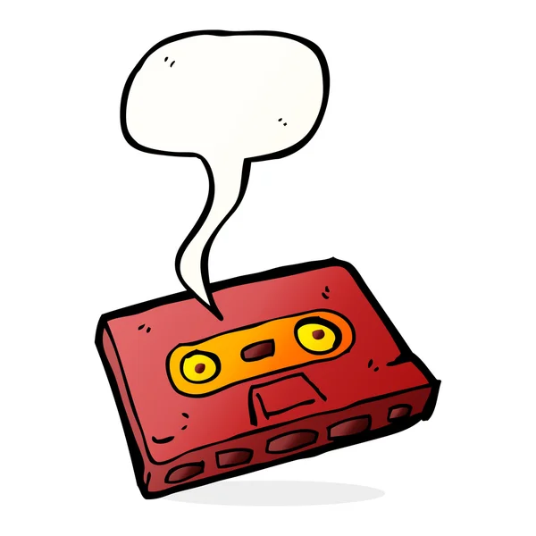 Cartoon cassette tape met spraakbel — Stockvector