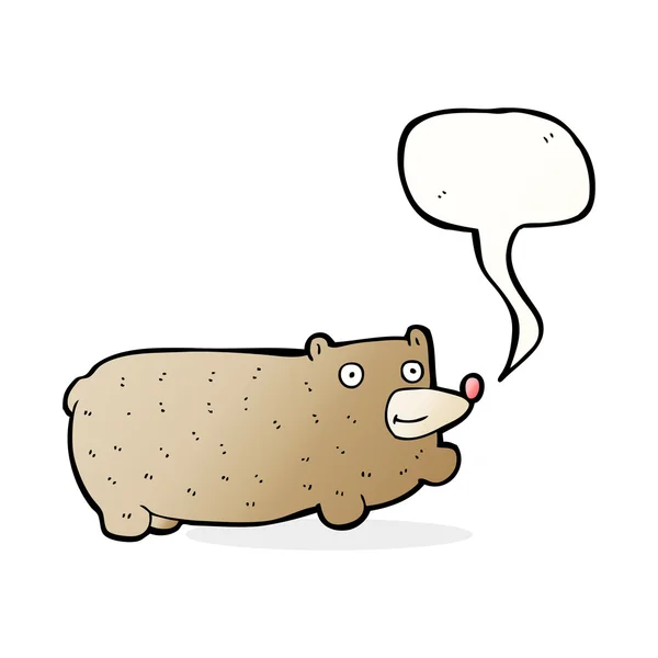 Divertido oso de dibujos animados con burbuja de habla — Vector de stock