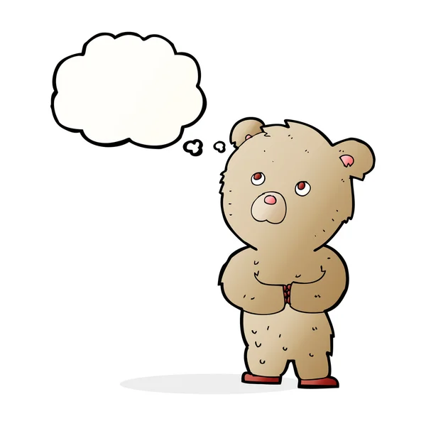 Cartoon teddy bear with thought bubble — Stock Vector