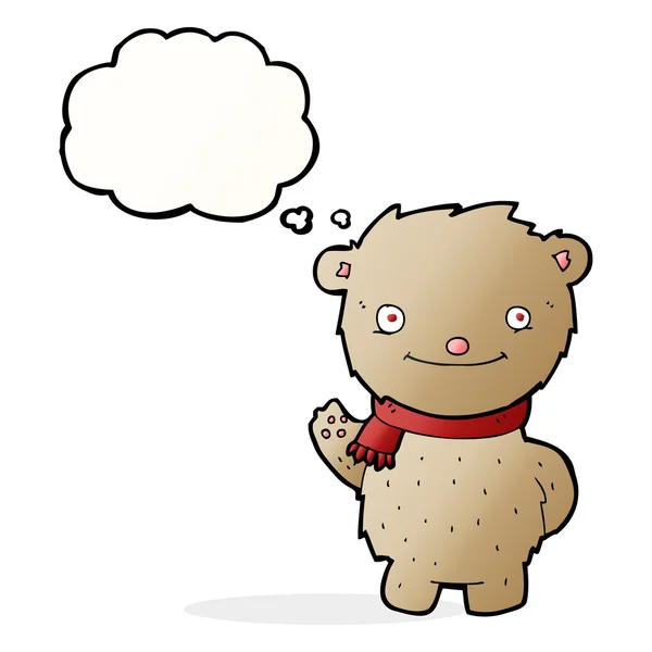 Oso de peluche de dibujos animados con burbuja de pensamiento — Vector de stock