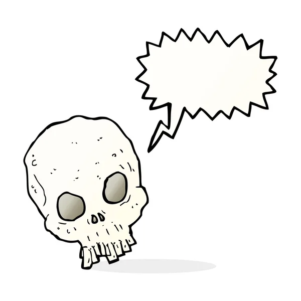 Calavera espeluznante de dibujos animados con burbuja del habla — Archivo Imágenes Vectoriales