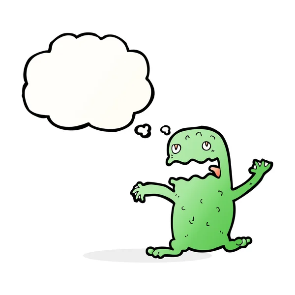Karikatur lustiger Frosch mit Gedankenblase — Stockvektor