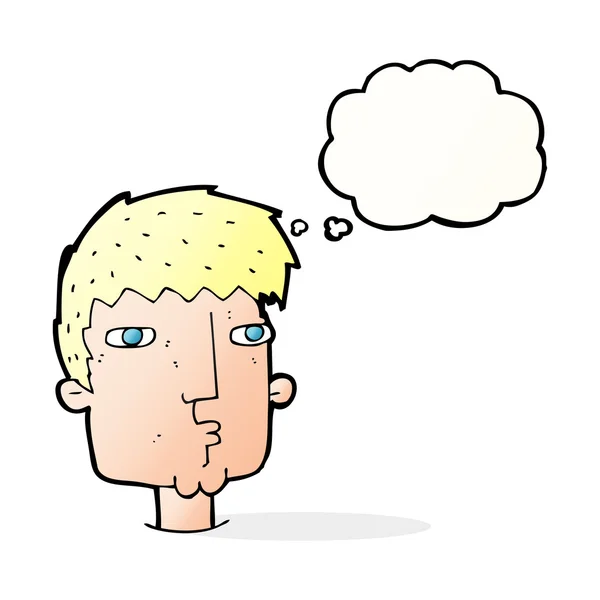 Cartoon curious man with thought bubble — Stock Vector