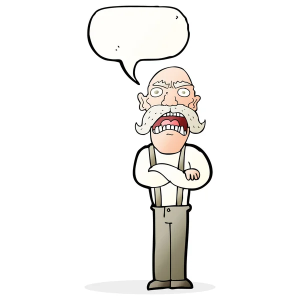 Kreslený šokovaný starý muž s bublinou řeči — Stockový vektor
