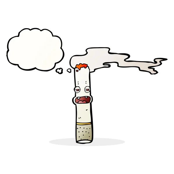 Tecknad cigarett karaktär med tanke bubbla — Stock vektor