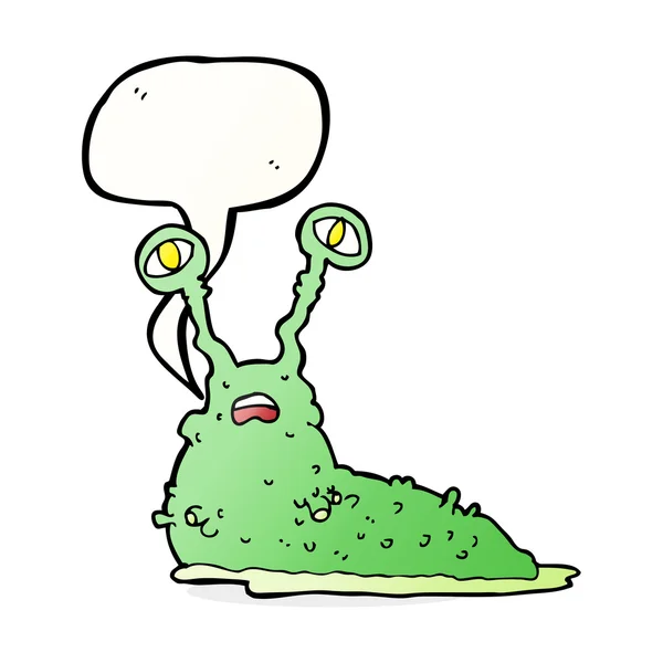 Cartoon gross slug with speech bubble — Stock Vector