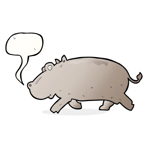 Cartoon hippopotamus with speech bubble — Stock Vector