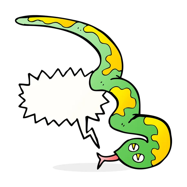 Cobra sibilante de desenhos animados com bolha de fala — Vetor de Stock