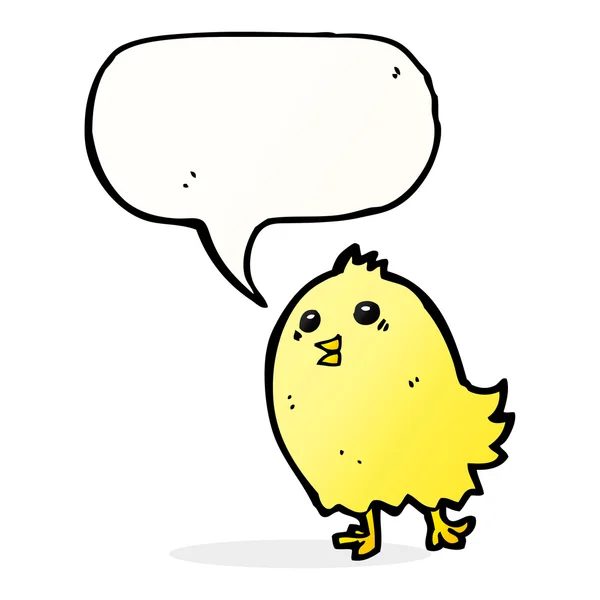 Мультяшний щасливий жовтий птах з бульбашкою мовлення — стоковий вектор