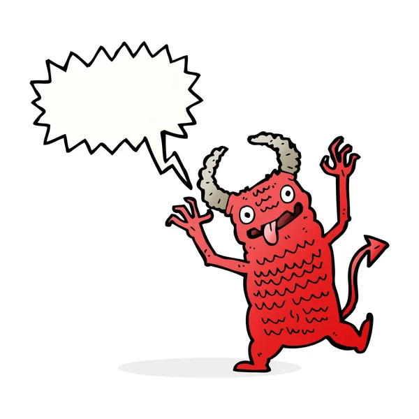 Cartoon demon with speech bubble — Stock Vector