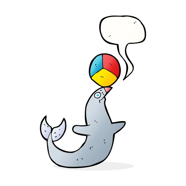 Cartoon performing seal with speech bubble — Stock Vector