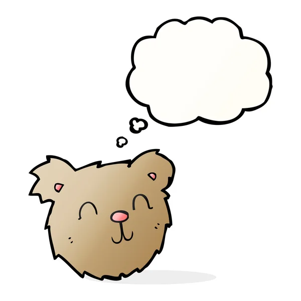 Dibujos animados cara de oso de peluche feliz con burbuja de pensamiento — Archivo Imágenes Vectoriales