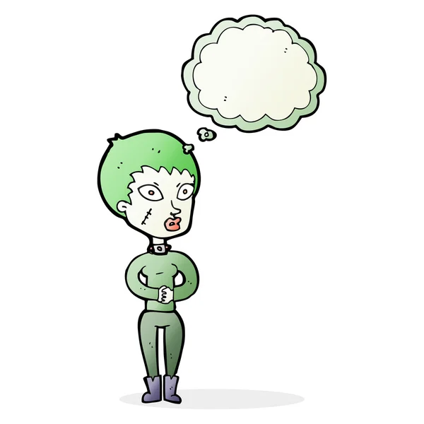 Cartoon zombie meisje met spraak zeepbel — Stockvector