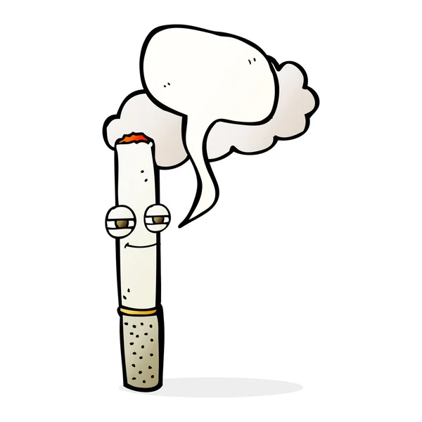 Desenhos animados cigarro feliz com bolha de fala — Vetor de Stock