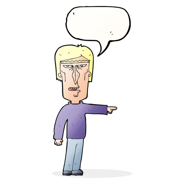 Desenho animado apontando homem com bolha de fala —  Vetores de Stock