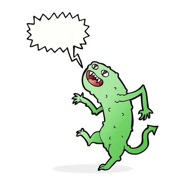 Cartoon monster with speech bubble — Stock Vector