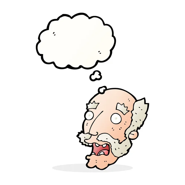 Desenho animado chocado velho homem com pensamento bolha —  Vetores de Stock