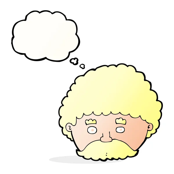 Uomo cartone animato con baffi con bolla di pensiero — Vettoriale Stock