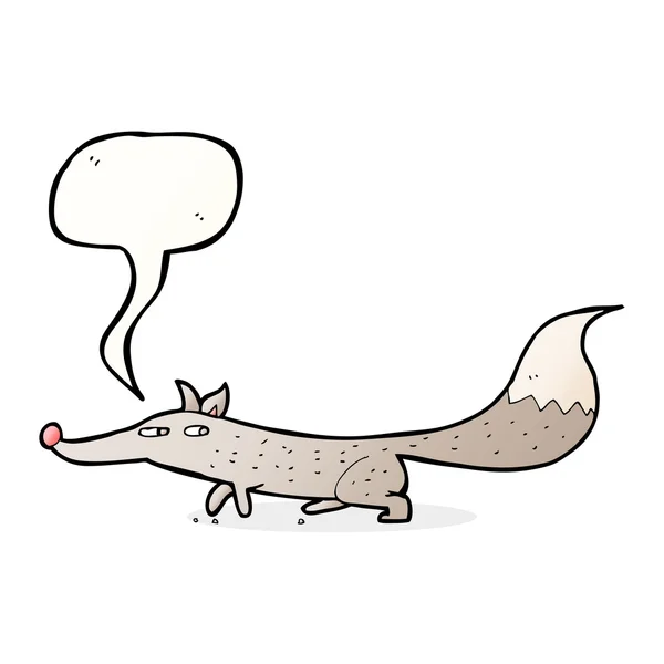 Karikatur kleiner Wolf mit Sprechblase — Stockvektor