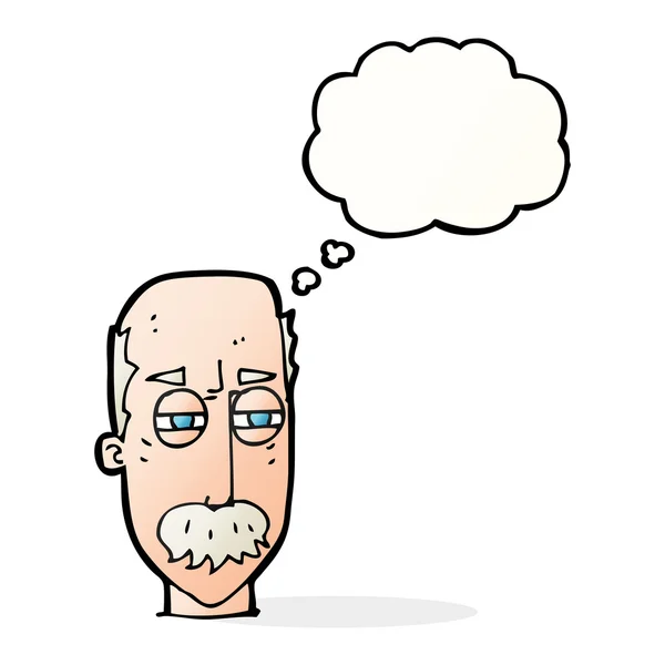 Desenho animado irritado velho homem com pensamento bolha —  Vetores de Stock