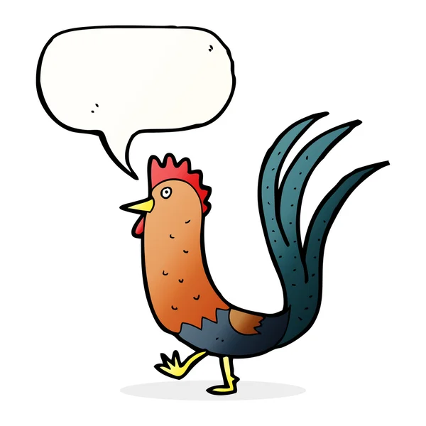 Cartoon cockerel with speech bubble — Stock Vector