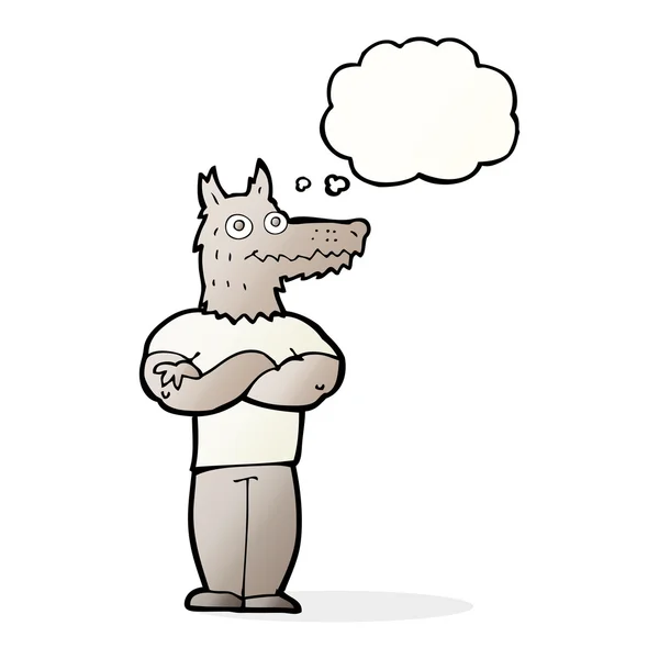 Cartoon weerwolf met gedachte zeepbel — Stockvector