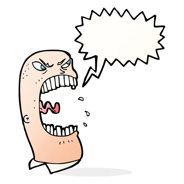 Karikatur wütender Mann schreit mit Sprechblase — Stockvektor