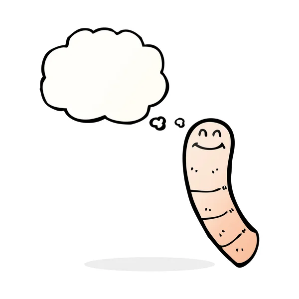 Cartoon worm met gedachte zeepbel — Stockvector