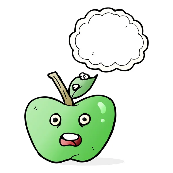 Καρτούν μήλο με φούσκα σκέψης — Διανυσματικό Αρχείο