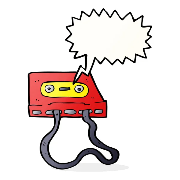 Cartoon cassette tape with speech bubble — Stock Vector