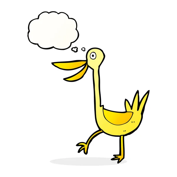 Divertido pato de dibujos animados con burbuja de pensamiento — Vector de stock