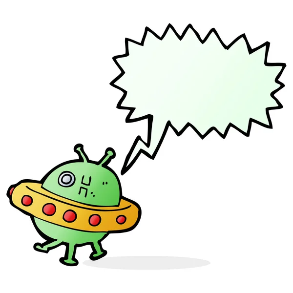 Cartoon UFO with speech bubble — Stock Vector