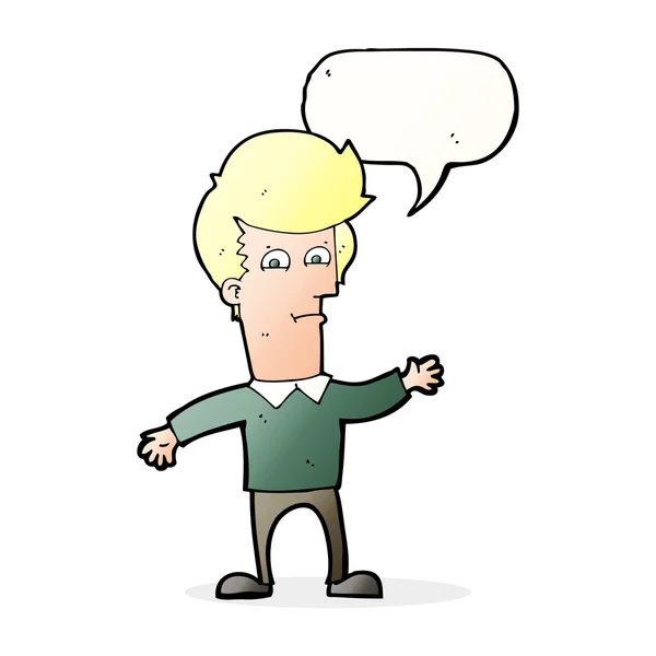 Hombre de dibujos animados ondeando con burbuja del habla — Vector de stock