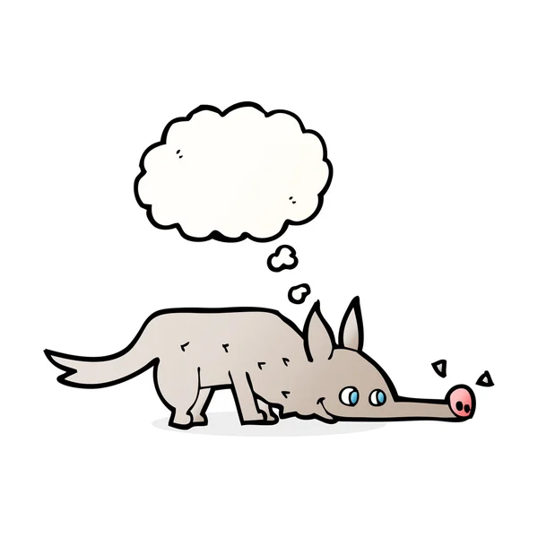 Fumetto cane annusare pavimento con bolla di pensiero — Vettoriale Stock