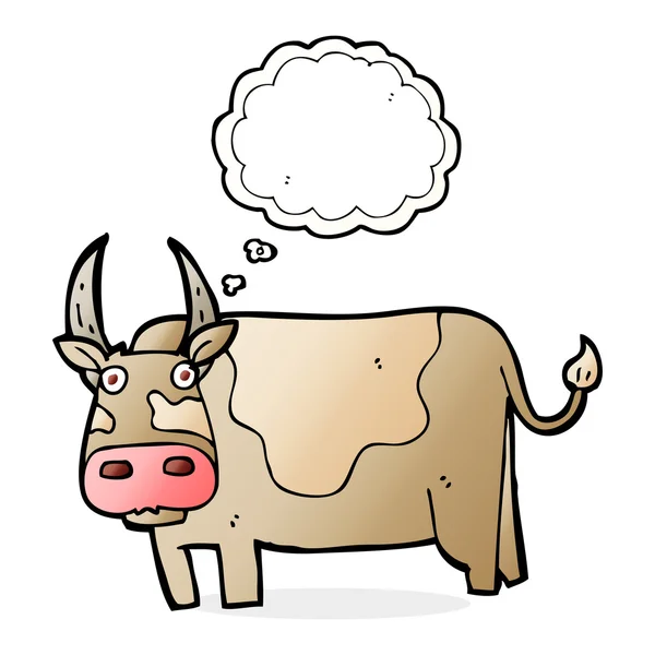 Toro de dibujos animados con burbuja de pensamiento — Vector de stock