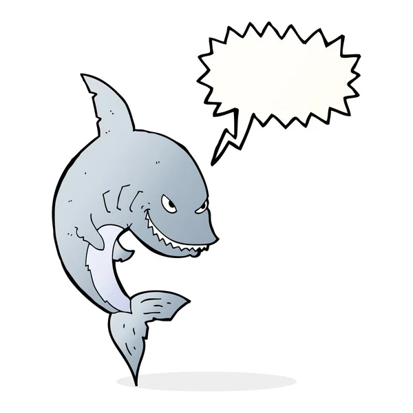 Drôle de requin dessin animé avec bulle de parole — Image vectorielle