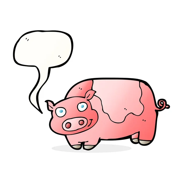 Cartoon pig with speech bubble — Stock Vector