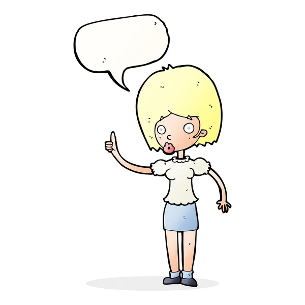 Cartoon woman with idea with speech bubble — Stock Vector