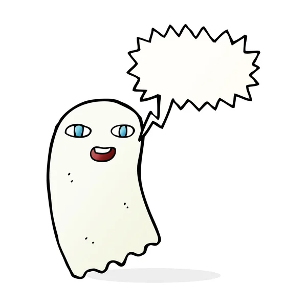 Divertido fantasma de dibujos animados con burbuja de habla — Vector de stock