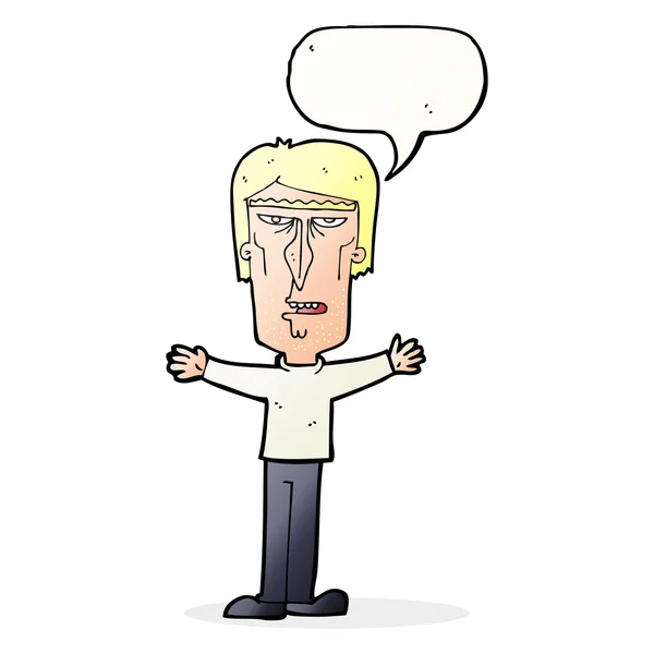 Desenho animado homem com raiva com bolha de fala — Vetor de Stock