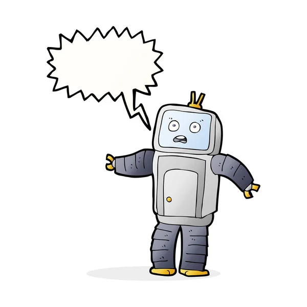 Cartoon funny robot with speech bubble — Stock Vector