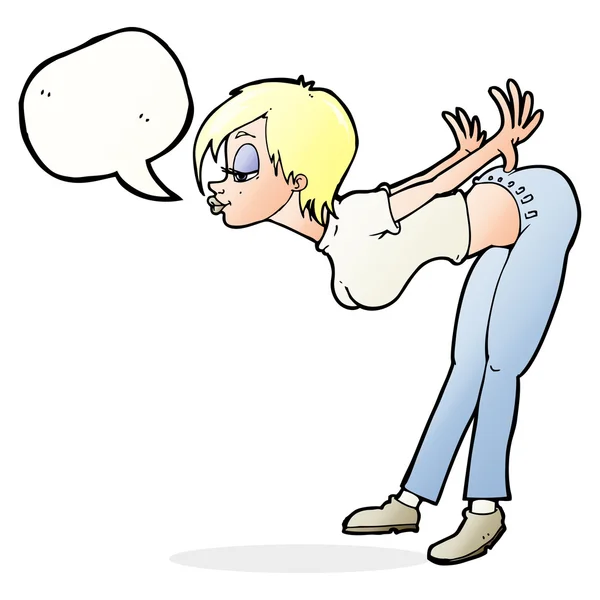 Dibujos animados mujer sexy con burbuja del habla — Vector de stock