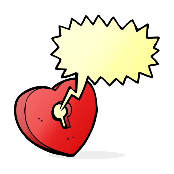 Cartoon hart met sleutelgat met spraakbel — Stockvector
