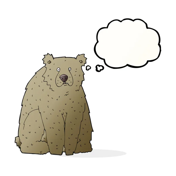 Divertido oso de dibujos animados con burbuja de pensamiento — Vector de stock