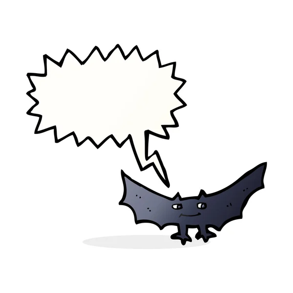 Cartoon griezelige vampier vleermuis met spraakbel — Stockvector