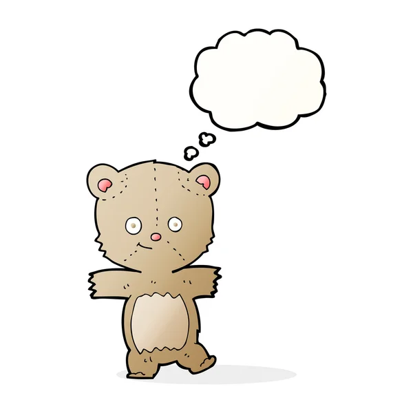 Dessin animé drôle ours en peluche avec bulle de pensée — Image vectorielle