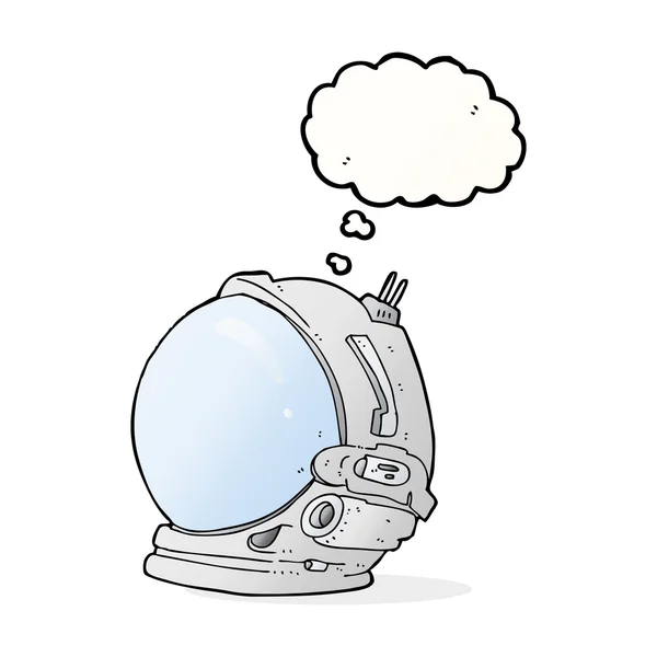 Cartoon astronaut helm met gedachte zeepbel — Stockvector