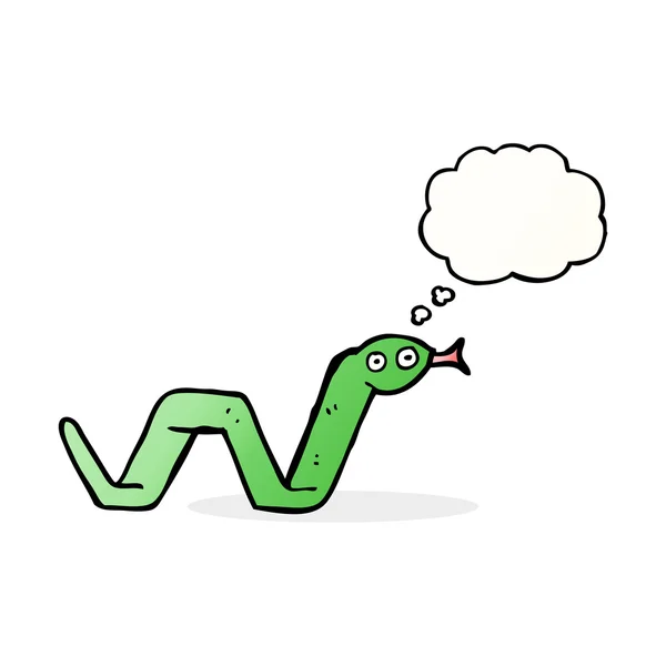 具有思想泡泡的滑稽卡通蛇 — 图库矢量图片
